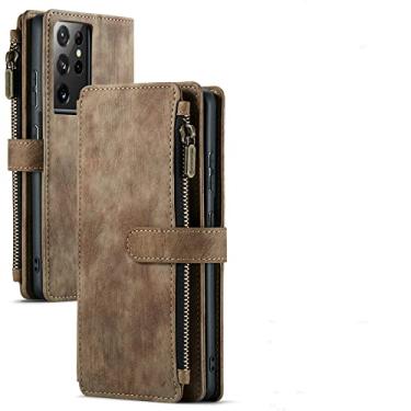 Imagem de Carteira de couro para Samsung Galaxy A53 A51 A33 A52 A72 A32 A22 A12 A30S S20 S21 S22 ultra S10 Plus note 20 Capa de telefone, marrom, para Note20 Ultra