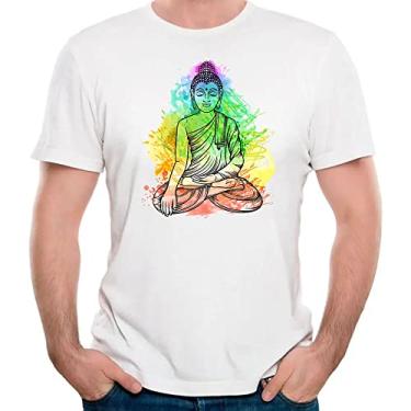 Imagem de Camiseta buda tye-die camisa fé budismo religião Cor:Branco;Tamanho:G