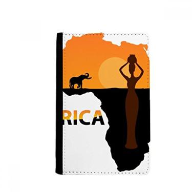 Imagem de Porta-passaporte da vida selvagem mapa da África Savanna elefante Notecase Burse capa carteira porta-cartão, Multicolor