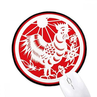 Imagem de DIYthinker Tapete de rato de arte do zodíaco animal de corte de papel para mesa de escritório tapete redondo para computador