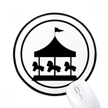 Imagem de DIYthinker Carrossel Parque de diversões contorno preto mousepad desktop escritório tapete redondo para computador