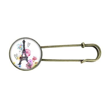 Imagem de Torre Eiffel em forma de coração França retrô metal broche broche clipe jóias
