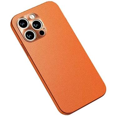 Imagem de IOTUP Capa de telefone traseira ultrafina, capas de couro à prova de choque para Apple iPhone 13 Pro Max (2021) 6,7 polegadas [lentes com tudo incluído] (cor: laranja)