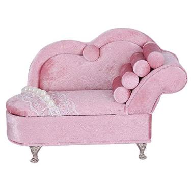 Imagem de Newmind Caixa de armazenamento de sofá de veludo de estilo alto para organizador de joias de brincos