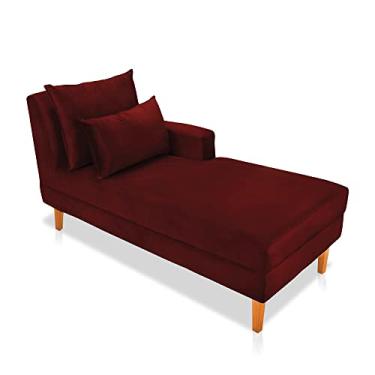 Imagem de Divã Chaise Chloe 160 cm Veludo Pés Chanfrado Castanho - D'Rossi