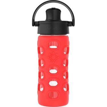 Imagem de Lifefactory 355 ml Tampa de vidro ativa/garrafa de água de silicone, 355 ml, vermelho maçã