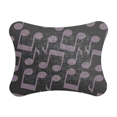 Imagem de Notas musicais roxas escuras, moldura preta para quebra-cabeça de papel para casa