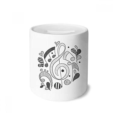 Imagem de DIYthinker Caixa de moedas de cerâmica com listras horizontais, notas musicais, rosa, porta-moedas