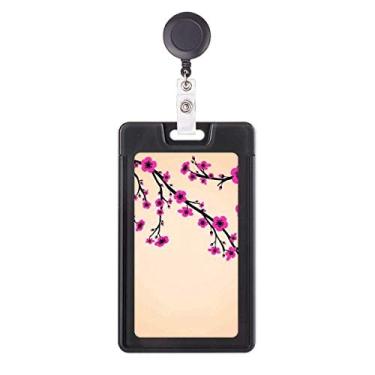 Imagem de Estojo retrátil para cartão de carretel de crachá com arte Sakura rosa Japão