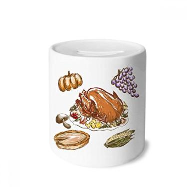 Imagem de DIYthinker Caixa de moedas de cerâmica com estampa de uva de peru para presente de cofrinho