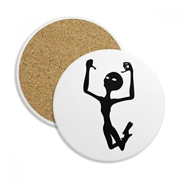 Imagem de Caneca de porta-copos alienígena pulando Universo e alienígena com proteção de mesa, pedra absorvente