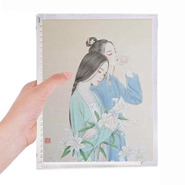 Imagem de Caderno de pintura chinesa Lily Flower Beauty com folhas soltas e diário recarregável