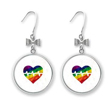 Imagem de Heart Electron LGBT Brincos de arco-íris com gancho perfurado