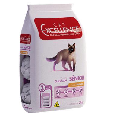 Imagem de Ração Seca Cat Excellence Frango para Gatos Sênior Castrados - 3 Kg