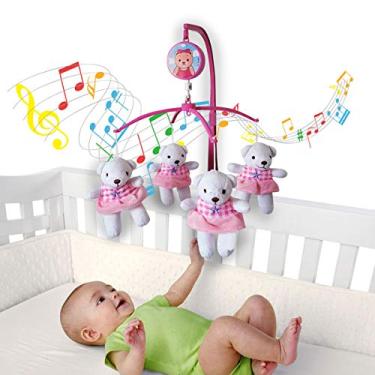 Imagem de Móbile Giratório Musical Berço Bebê Menina Bailarina Rosa