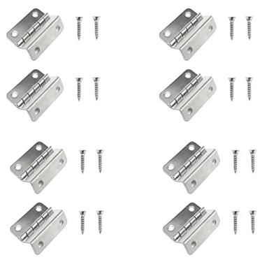 Imagem de 8 peças de ferragens de dobradiça retrô de três dobras, dobradiças de porta de móveis de casa com revestimento de superfície, para porta, armário, móveis, baú de joias vintage, com parafusos (prata)