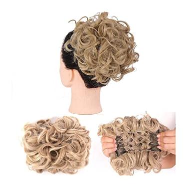Imagem de Mulheres Bun Scrunchies Extensões de cabelo cacheado bagunçado coque updo peruca chignons pentes fáceis de esticar grampo em extensões de rabo de cavalo para mulheres Pão (Color : Q8-16P613)
