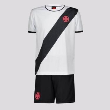 Imagem de Kit Vasco Mini Craque Infantil Branco e Preto-Unissex