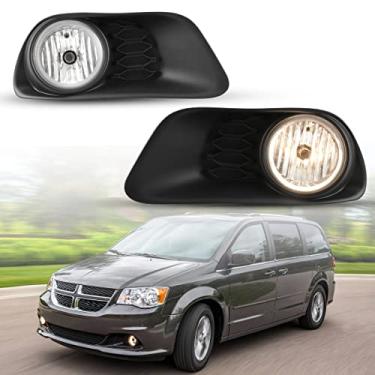 Imagem de Nixon Offroad Conjunto de faróis de neblina para Dodge Grand Caravan 2011-2020 com lâmpada + capa de moldura preta + kit de fiação + interruptor universal, conjunto de lâmpada de neblina, lente transparente (não serve para modelos Srt8)