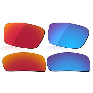 Imagem de LenzReborn Lente polarizada de substituição para óculos de sol Oakley Gascan OO9014 - vermelho fogo + azul gelo
