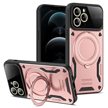 Imagem de Capa de telefone magnética luxuosa com suporte giratório de 360 ° para iPhone 11 14 12 13 Pro Max para Samsung S23Ultra Plus Capa de proteção de armadura, rosa, para iPhone 12 Pro