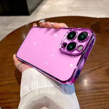 Imagem de Capa de telefone transparente para iPhone 15 14 11 12 13 14 Pro Max Mini XS X Plus Capa protetora de silicone revestida, cor roxa Sakura, para iPhone 11