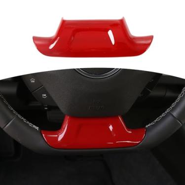 Imagem de RT-TCZ para acessórios de camaro decoração de acabamento de volante ABS capa de acabamento para acessórios interiores Chevrolet Camaro 2017 acima (vermelho 1 peça)