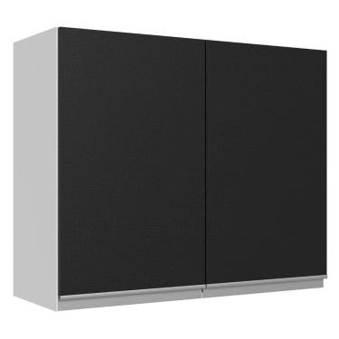 Imagem de Armário Aéreo 100% Mdf 80 Cm 2 Portas Branco/preto Acordes