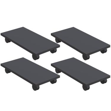 Imagem de Kit 04 Suportes Para Cpu Com Rodízios Cyber L03 Preto - Lyam Decor