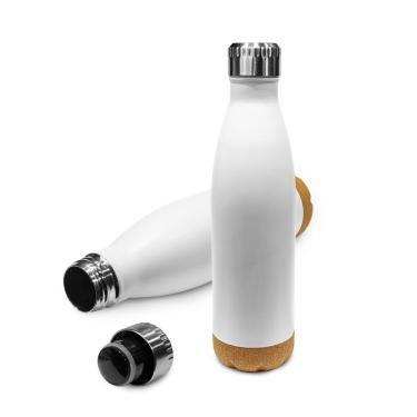 Imagem de Garrafa Térmica Squeeze 560ml De Aço Inoxidável  C/ Base Cortiça-Unissex