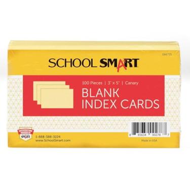 Imagem de School Smart Cartão de índice liso nº 90, 7,6 x 12,7 cm, Canário, pacote com 100