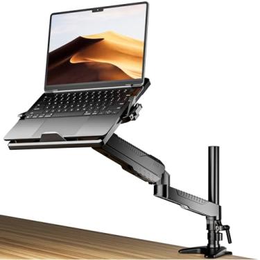 Imagem de Suporte para laptop com suporte de telefone, suporte ajustável Klearlook com ventilação de ar, suporte ergonômico dobrável para computador para mesa compatível com PC Notebook Tablet de até 15,6 polegadas (Branco)