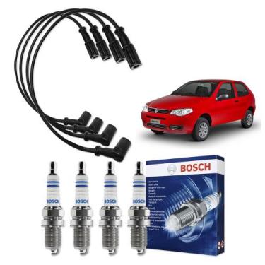 Imagem de Kit Cabo E Vela de Ingnição Original Bosch Fiat Palio Fire 1.0 MPI 8V 