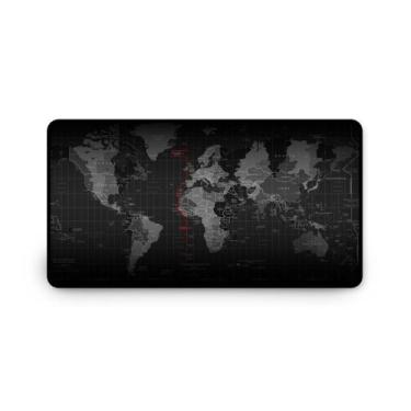 Imagem de Mouse Pad Gamer Speed Extra Grande 60x30 cm - Mapa Mundi Preto - Criar