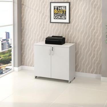 Imagem de Armário Baixo Escritório 100% MDF 2 Portas Chave Branco Lilies Móveis