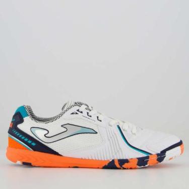 Imagem de Chuteira Joma Dribling Futsal Branca e Laranja, 42