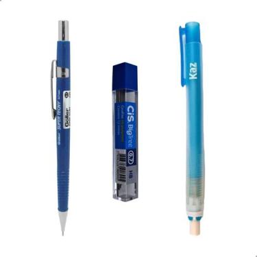 Imagem de Kit Lapiseira Tecnica 0.7 + Caixa Grafite + Caneta Borracha - Darujo