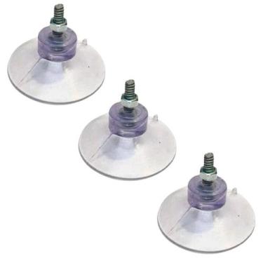 Imagem de Kit 3 Ventosas De 40Mm (4 Cm) Pvc Cristal C/Parafuso E Porca - H Plást