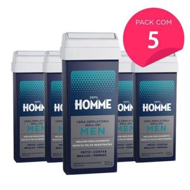 Imagem de Kit 5 Refil Cera Depilatória Depil Homme Maculino Deo 100g - Depil Bel