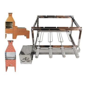 Imagem de Gira grill churrasqueira giratoria 4 espetos em inox  - INFINITY-GRILL