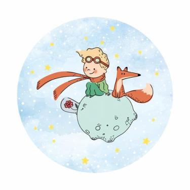 Imagem de Painel de Tecido Sublimado Redondo Pequeno Príncipe e Raposa Aquarelad