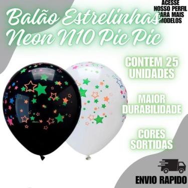 Imagem de Balão Pic Pic Estrelinha Neon N10 C/25un Festa Aniversario - Crgfestas
