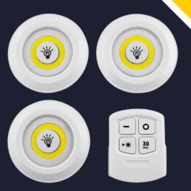 Imagem de Luminária Led 3x Spot Sem Fio Kit Controle Remoto e Cor Branco - BIVEN