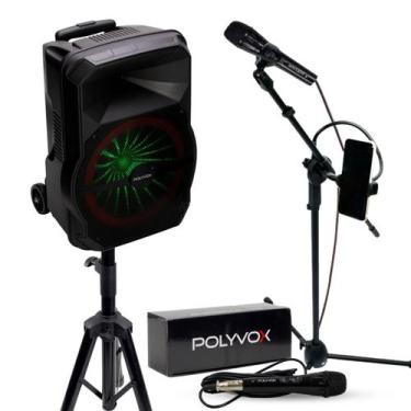 Imagem de Kit Show Polyvox com Caixa Amplificada XC-715T + Tripé para Caixa + Mi