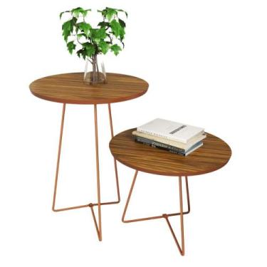 Imagem de Conjunto Mesas Lateral e Centro Orquídea -Pés Ferro - Freijó - Nosso S