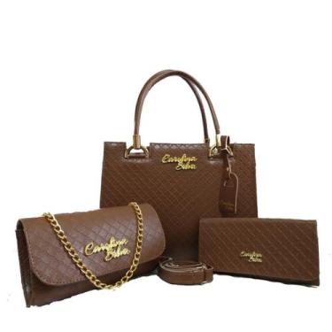 Imagem de Kit Castelo Metalace Bolsa Feminina Grande Carteira e Bolsa Tira Colo 