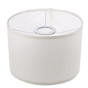 Imagem de Candeeiro de pano cúpula lâmpada redonda pequena lâmpada de tambor abajures de tecido candeeiros de barril para candeeiros de mesa lâmpadas de chão (bege)