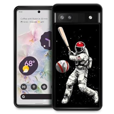 Imagem de Goodsprout Capa compatível com Google Pixel 6A, astronauta jogando beisebol, design incrível, à prova de choque, antiarranhões, capa traseira rígida de policarbonato para Google Pixel 6A