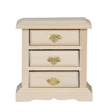 Imagem de Abaodam 1pc Bedside Table Model Solid Wood Nightstand Drawer Dresser Mini Accessories Unfinished Nightstand Dollhouse Doll Decoration Dollhouse Cabinet Wooden Night Table Craft Wood