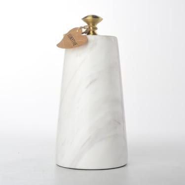 Imagem de Batentes de porta decorativos para parte inferior da porta, batentes de porta resistentes de mármore sólido interno ou externo, batente de porta moderno de pedra natural com alça de latão, suporte de